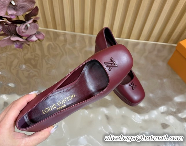Unique Style Louis Vuitton Swing Platform Pumps 11cm in Calf Leather Burgundy 1AIDF8 1219053