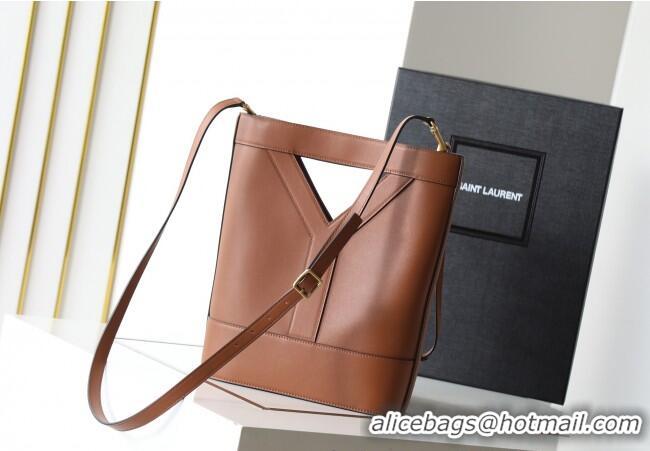 Top Grade Saint Laurent Y Small Bucket Bag in Leather 808224 Brown 2025
