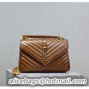 Top Quality Saint Laurent Medium Monogram College Bag in Leather 392737 Brown 2025