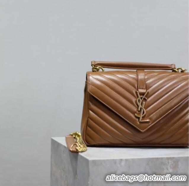 Top Quality Saint Laurent Medium Monogram College Bag in Leather 392737 Brown 2025