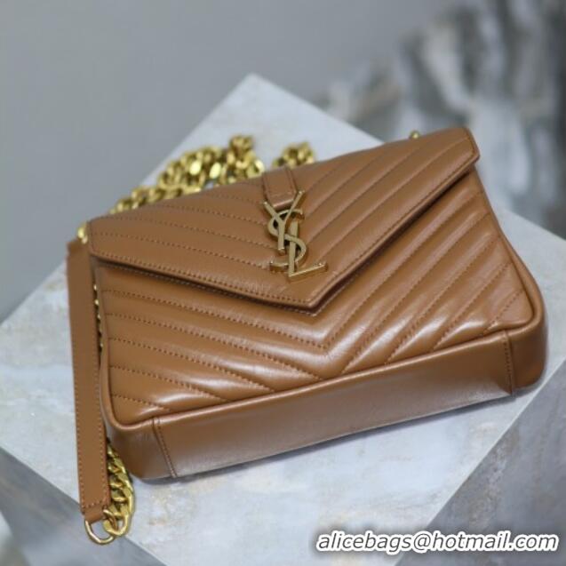 Top Quality Saint Laurent Medium Monogram College Bag in Leather 392737 Brown 2025