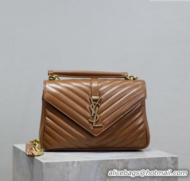 Top Quality Saint Laurent Medium Monogram College Bag in Leather 392737 Brown 2025