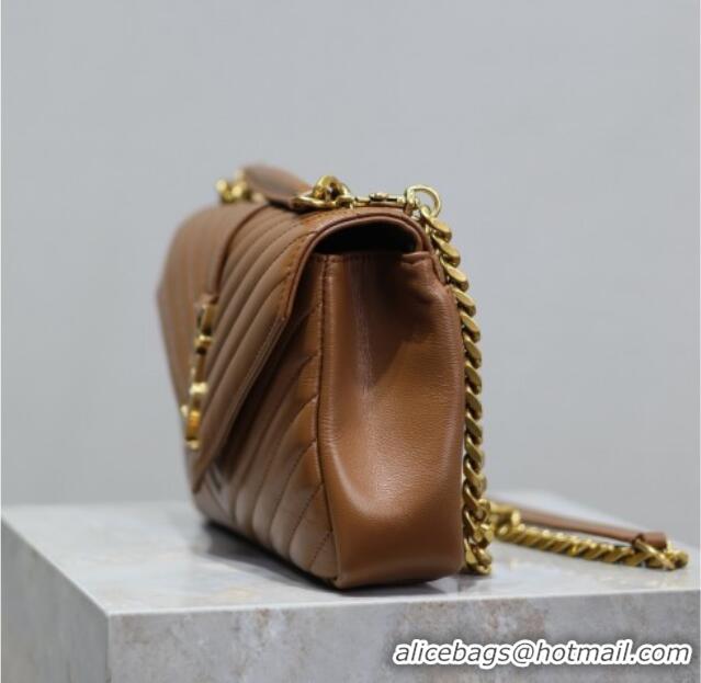 Top Quality Saint Laurent Medium Monogram College Bag in Leather 392737 Brown 2025