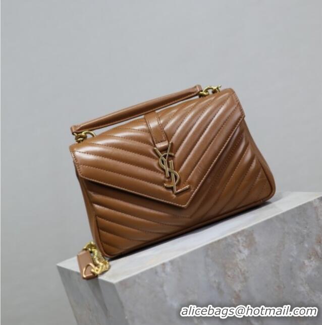 Top Quality Saint Laurent Medium Monogram College Bag in Leather 392737 Brown 2025