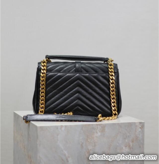Promotional Saint Laurent Medium Monogram College Bag in Leather 392737 Black/Gold 2025