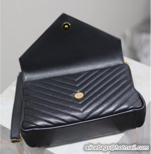 Promotional Saint Laurent Medium Monogram College Bag in Leather 392737 Black/Gold 2025