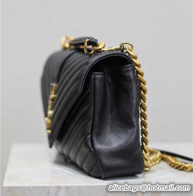 Promotional Saint Laurent Medium Monogram College Bag in Leather 392737 Black/Gold 2025
