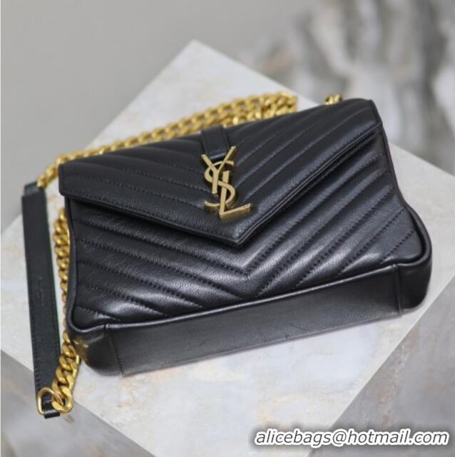 Promotional Saint Laurent Medium Monogram College Bag in Leather 392737 Black/Gold 2025