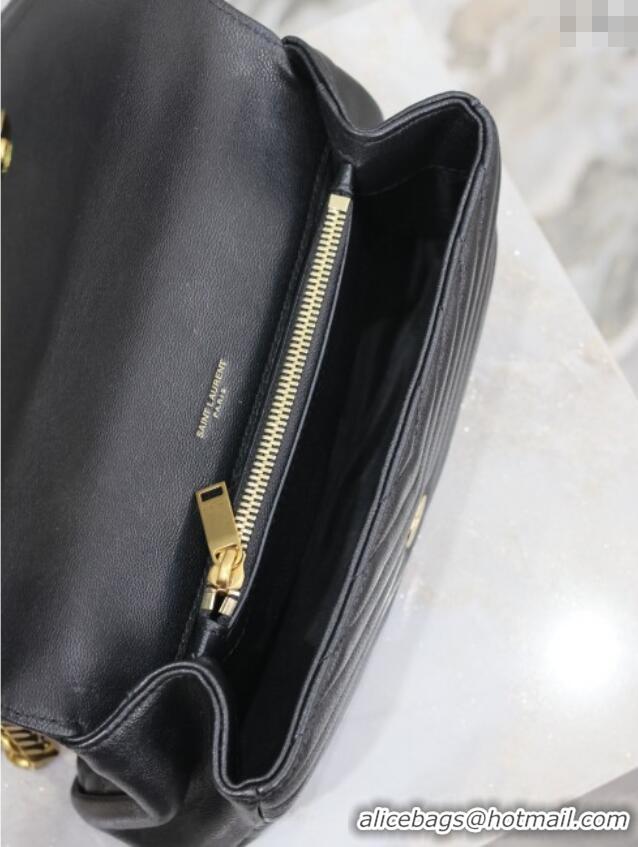 Promotional Saint Laurent Medium Monogram College Bag in Leather 392737 Black/Gold 2025