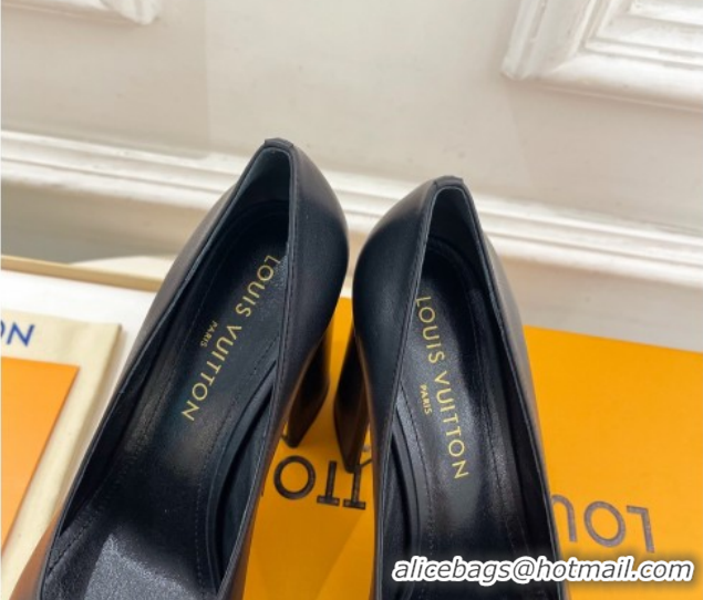 Most Popular Louis Vuitton Swing Platform Pumps 11cm in Calf Leather Black/Gold 1AIDF8 1219056