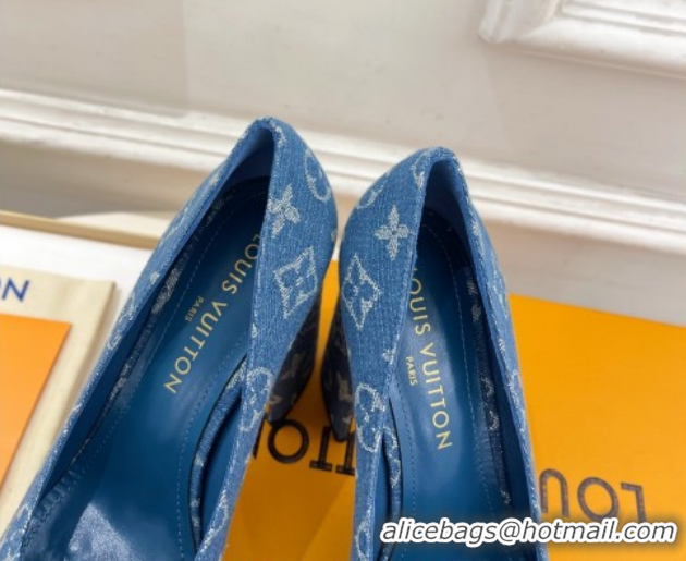 Shop Cheap Louis Vuitton Swing Platform Pumps 11cm in Blue Denim 1AIDF8 1219057