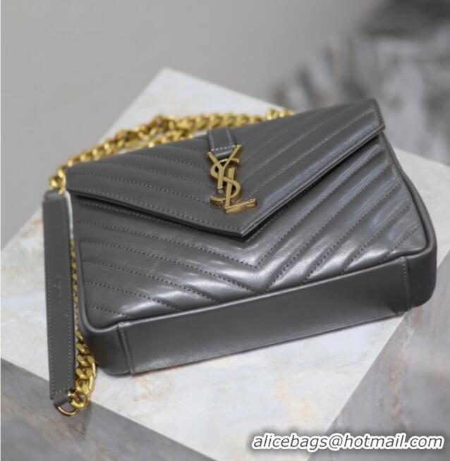 Top Quality Saint Laurent Medium Monogram College Bag in Leather 392737 Dark Grey 2025