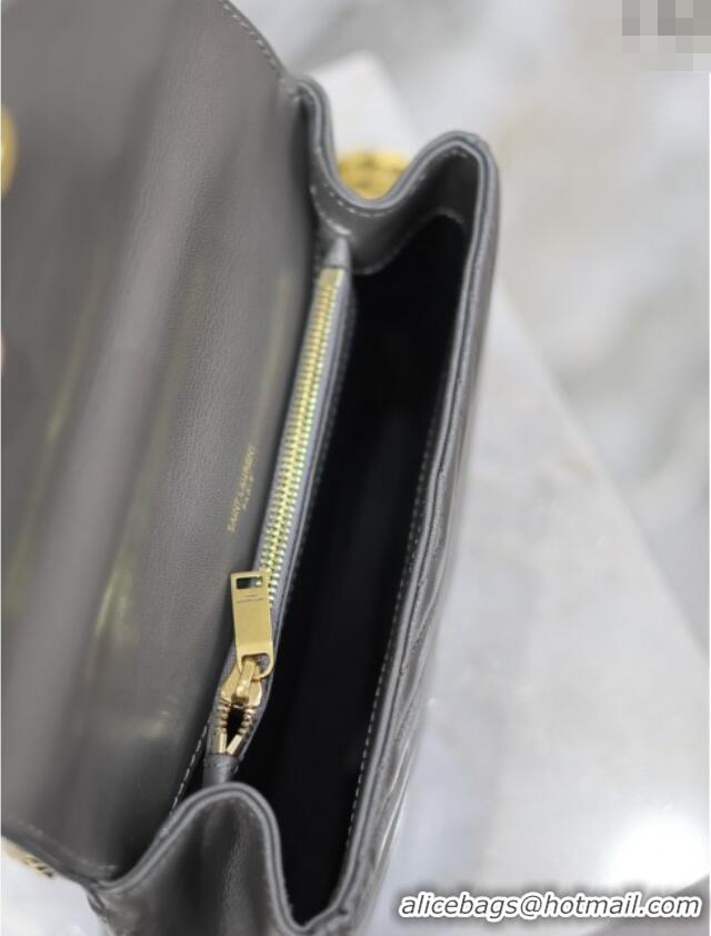 Top Quality Saint Laurent Medium Monogram College Bag in Leather 392737 Dark Grey 2025