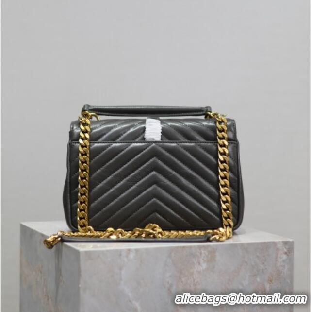 Top Quality Saint Laurent Medium Monogram College Bag in Leather 392737 Dark Grey 2025