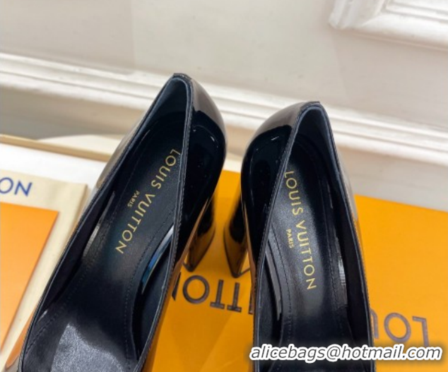 Duplicate Louis Vuitton Swing Platform Pumps 11cm in Patent Leather All Black 1AIDF8 1219059