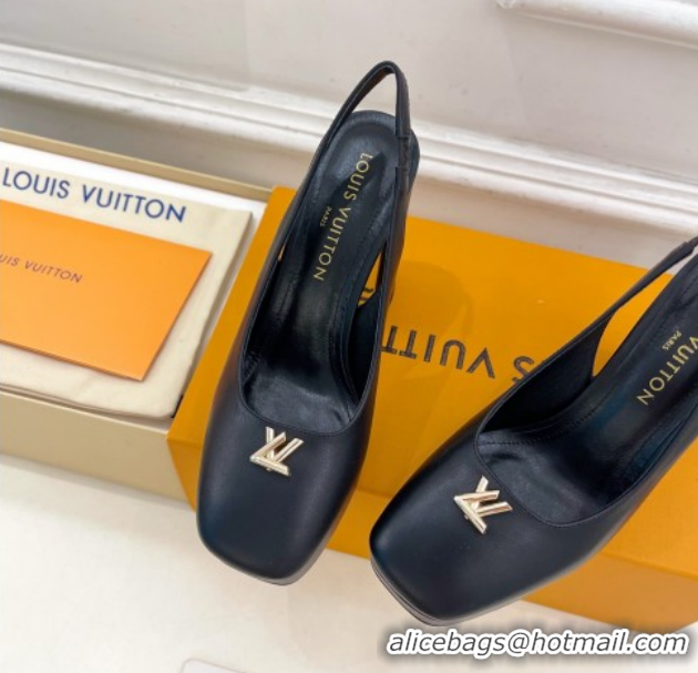 Classic Hot Louis Vuitton Swing Platform Slingbacks Pump 11cm in Calf Leather Black/Gold 1AIDF8 1219061