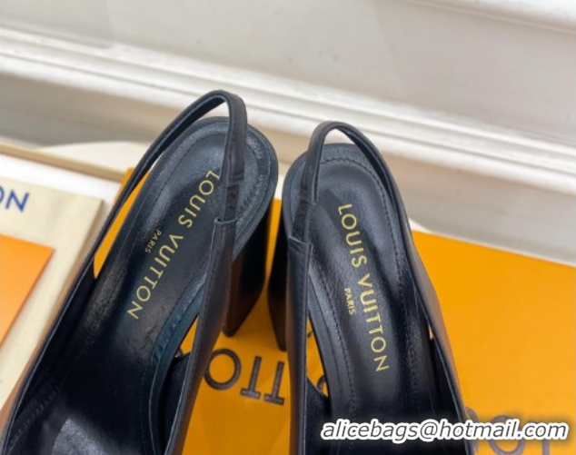 Classic Hot Louis Vuitton Swing Platform Slingbacks Pump 11cm in Calf Leather Black/Gold 1AIDF8 1219061