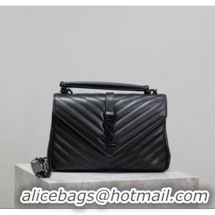 Promotional Saint Laurent Medium Monogram College Bag in Leather 392737 All Black 2025