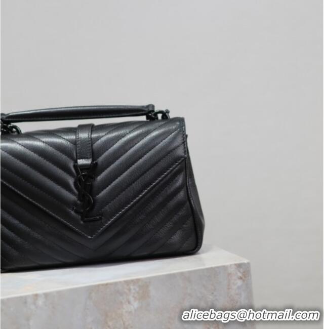 Promotional Saint Laurent Medium Monogram College Bag in Leather 392737 All Black 2025