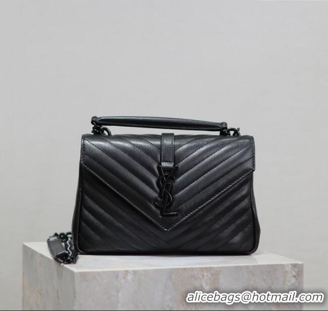 Promotional Saint Laurent Medium Monogram College Bag in Leather 392737 All Black 2025