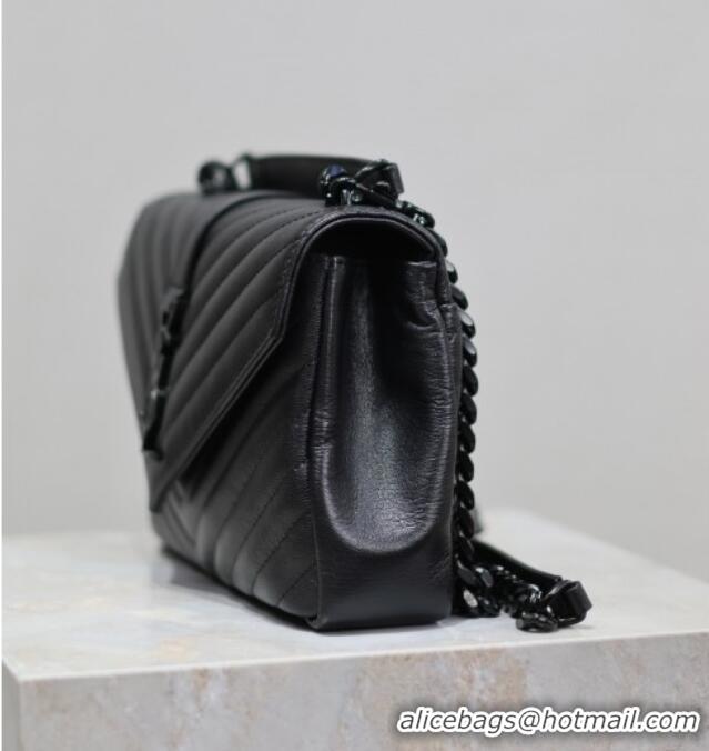 Promotional Saint Laurent Medium Monogram College Bag in Leather 392737 All Black 2025