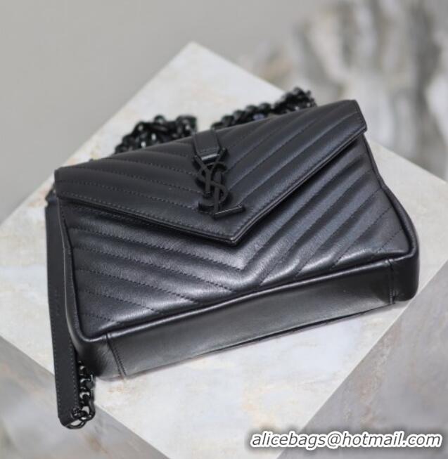 Promotional Saint Laurent Medium Monogram College Bag in Leather 392737 All Black 2025