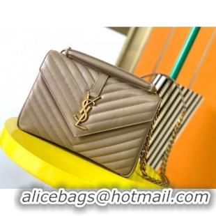 Top Design Saint Laurent Medium Monogram College Bag in Leather 392737 Beige 2025