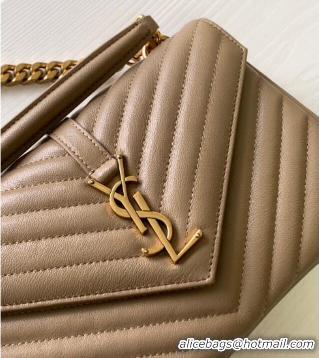 Top Design Saint Laurent Medium Monogram College Bag in Leather 392737 Beige 2025