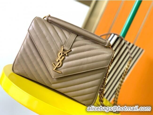 Top Design Saint Laurent Medium Monogram College Bag in Leather 392737 Beige 2025