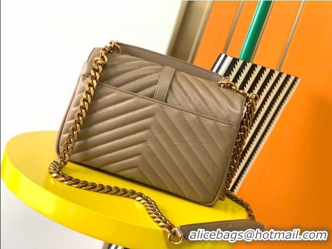 Top Design Saint Laurent Medium Monogram College Bag in Leather 392737 Beige 2025
