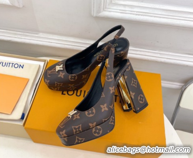 Charming Louis Vuitton Swing Platform Slingbacks Pump 11cm in Monogram Canvas 1AIDF8 1219060