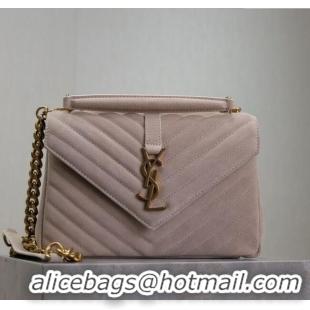 Good Looking Saint Laurent Medium Monogram College Bag in Suede 392737 Powder Grey 2025