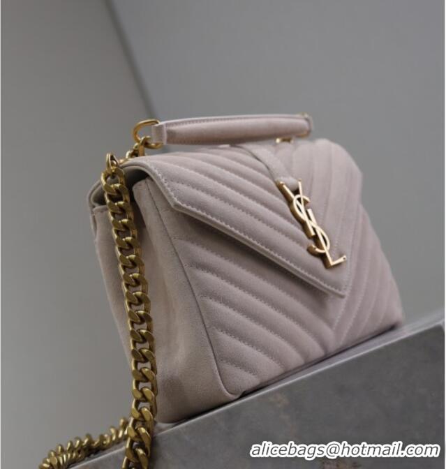 Good Looking Saint Laurent Medium Monogram College Bag in Suede 392737 Powder Grey 2025