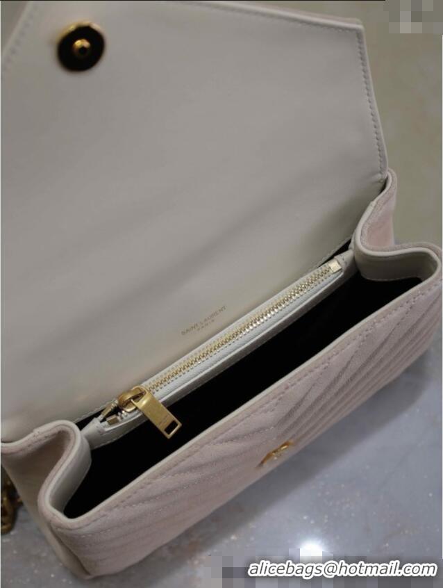 Good Looking Saint Laurent Medium Monogram College Bag in Suede 392737 Powder Grey 2025