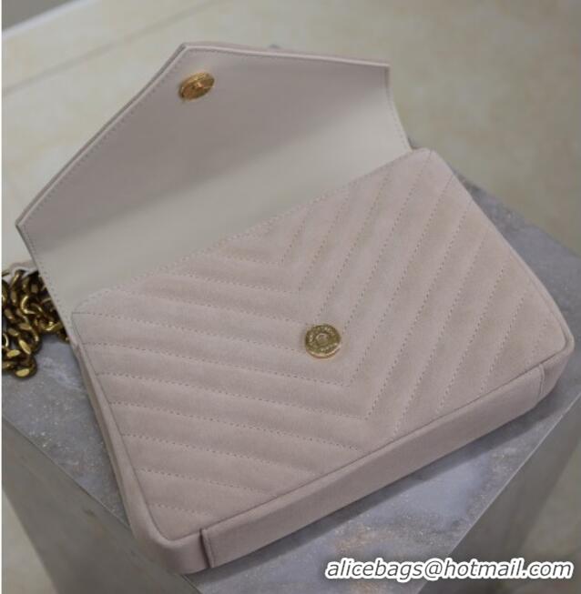 Good Looking Saint Laurent Medium Monogram College Bag in Suede 392737 Powder Grey 2025