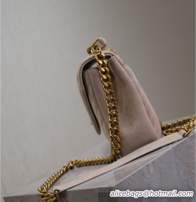 Good Looking Saint Laurent Medium Monogram College Bag in Suede 392737 Powder Grey 2025