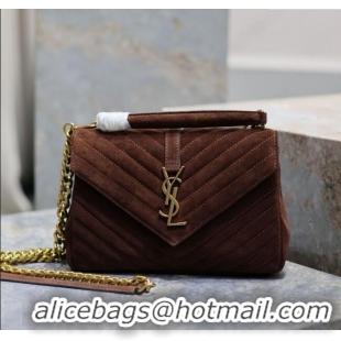 Luxury Cheap Saint Laurent Medium Monogram College Bag in Suede 392737 Brown 2025
