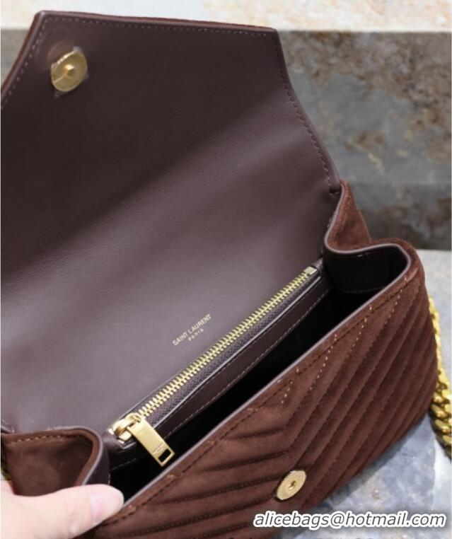 Luxury Cheap Saint Laurent Medium Monogram College Bag in Suede 392737 Brown 2025