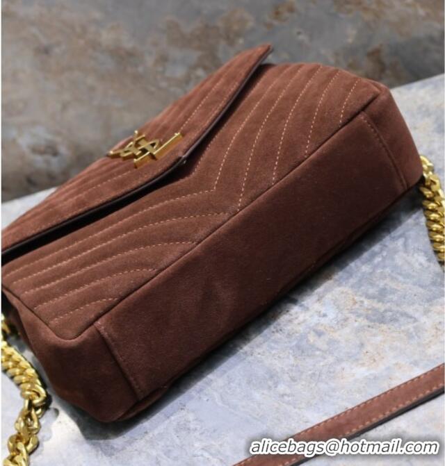 Luxury Cheap Saint Laurent Medium Monogram College Bag in Suede 392737 Brown 2025