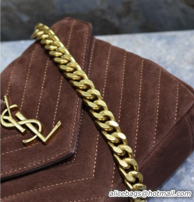 Luxury Cheap Saint Laurent Medium Monogram College Bag in Suede 392737 Brown 2025