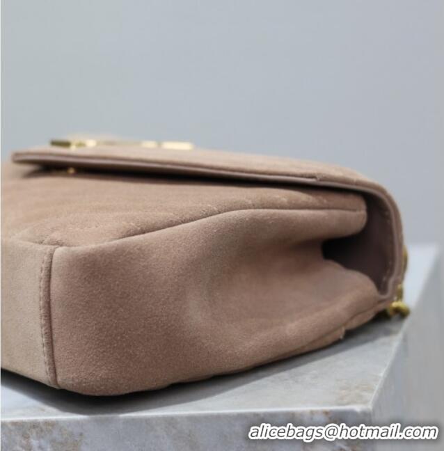 Best Price Saint Laurent Medium Monogram College Bag in Suede 392737 Dark Beige 2025