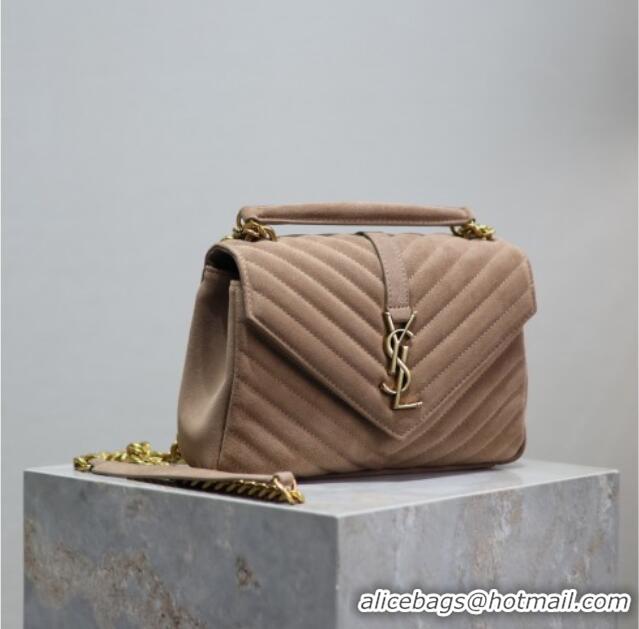 Best Price Saint Laurent Medium Monogram College Bag in Suede 392737 Dark Beige 2025