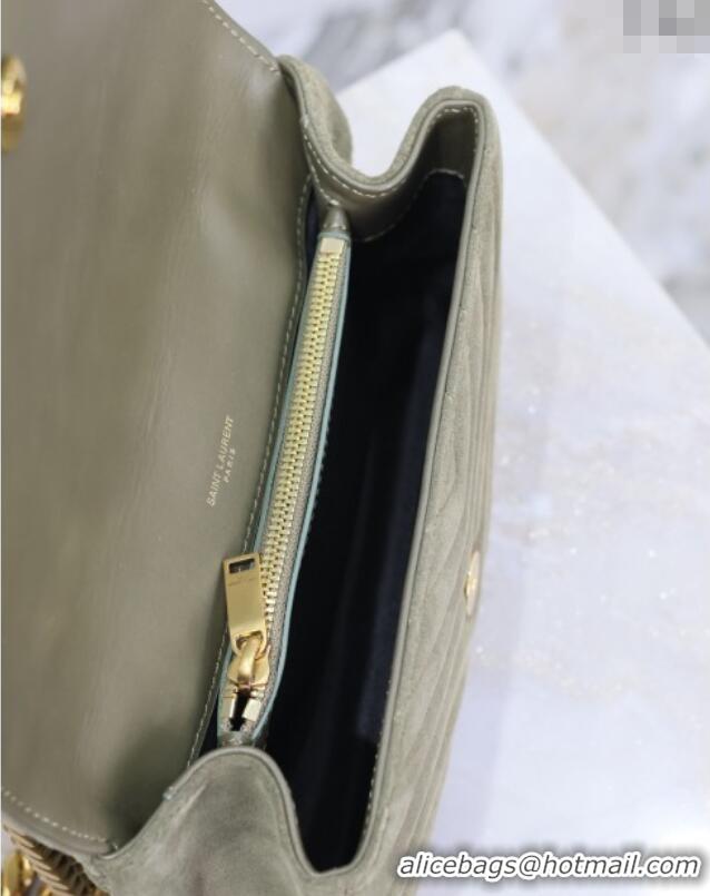 Promotional Saint Laurent Medium Monogram College Bag in Suede 392737 Green 2025