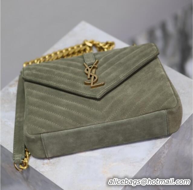 Promotional Saint Laurent Medium Monogram College Bag in Suede 392737 Green 2025