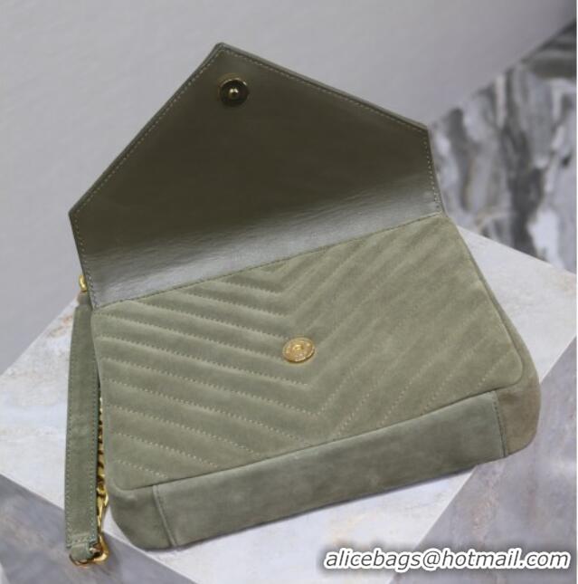 Promotional Saint Laurent Medium Monogram College Bag in Suede 392737 Green 2025