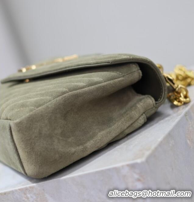 Promotional Saint Laurent Medium Monogram College Bag in Suede 392737 Green 2025