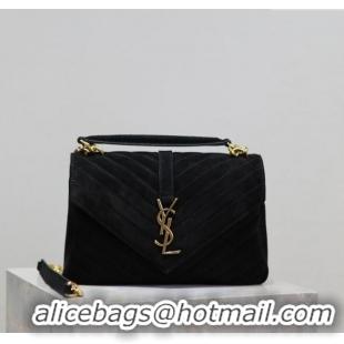 Trendy Design Saint Laurent Medium Monogram College Bag in Suede 392737 Black 2025