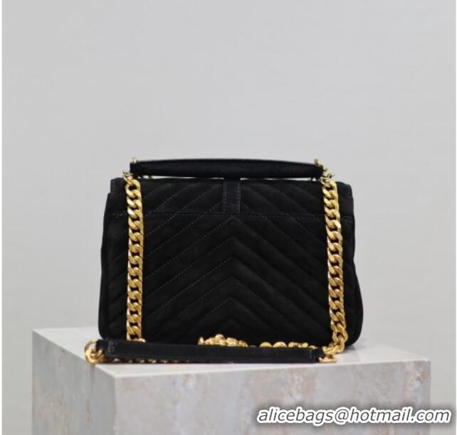 Trendy Design Saint Laurent Medium Monogram College Bag in Suede 392737 Black 2025