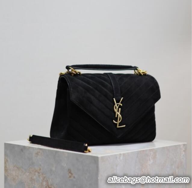 Trendy Design Saint Laurent Medium Monogram College Bag in Suede 392737 Black 2025