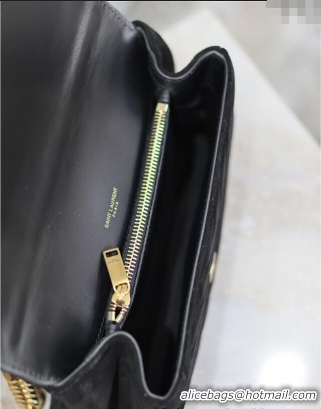Trendy Design Saint Laurent Medium Monogram College Bag in Suede 392737 Black 2025